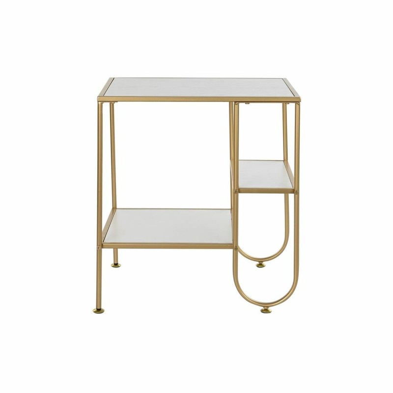 Table d'appoint DKD Home Decor Doré Métal MDF Blanc (50 x 40 x 55,5 cm)