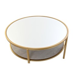 Table d'appoint DKD Home Decor 87 x 87 x 48 cm Miroir Doré Métal Glamour