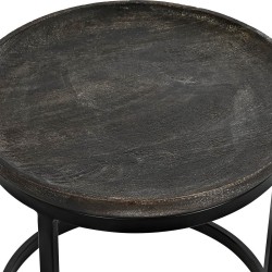 Jeu de 2 tables DKD Home Decor Marron Noir Métal Bois de manguier 55 x 55 x 50 cm (2 Pièces)