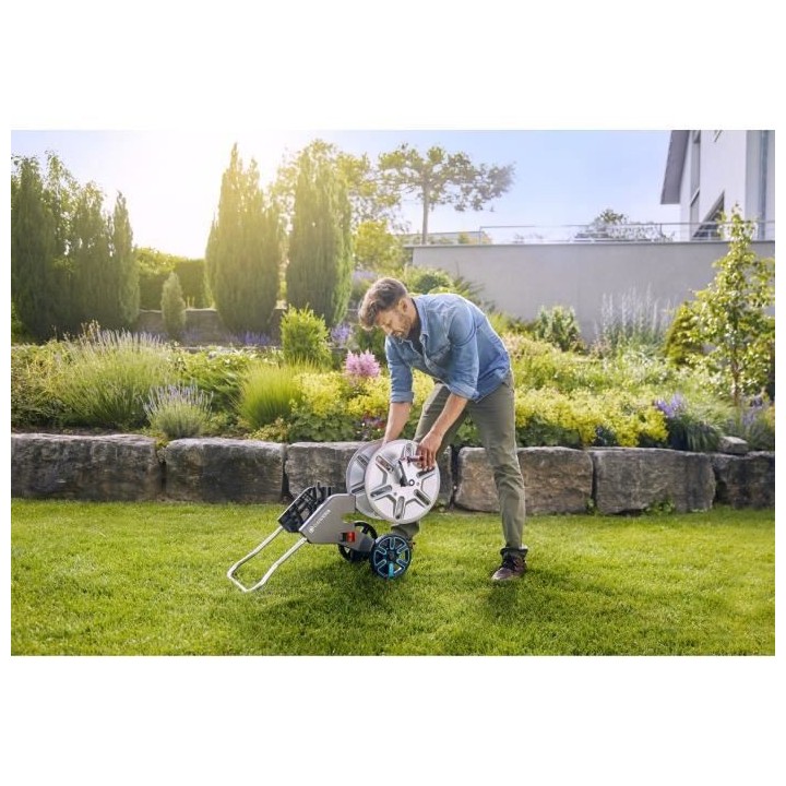 GARDENA Dévidoir CleverRoll en métal taille M– Longueur max 60m