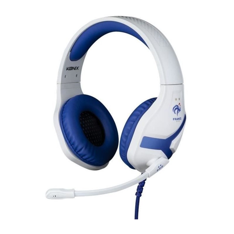 Casque-Micro Gaming - KONIX - Nemesis - Blanc - Playstation/Xbox/Nintendo/Smartphone/Tablette - Sous Licence Officielle FFF