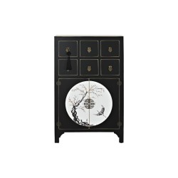 Caisson à Tiroirs DKD Home Decor Noir Doré Sapin Bois MDF Oriental 63 x 28 x 101 cm