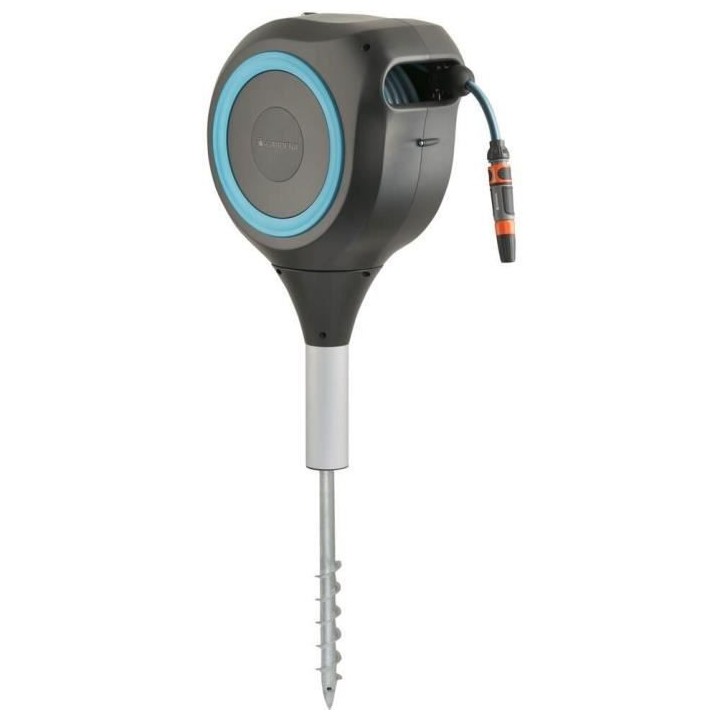 Dévidoir automatique sur pic GARDENA RollUp M liseret bleu – Longue