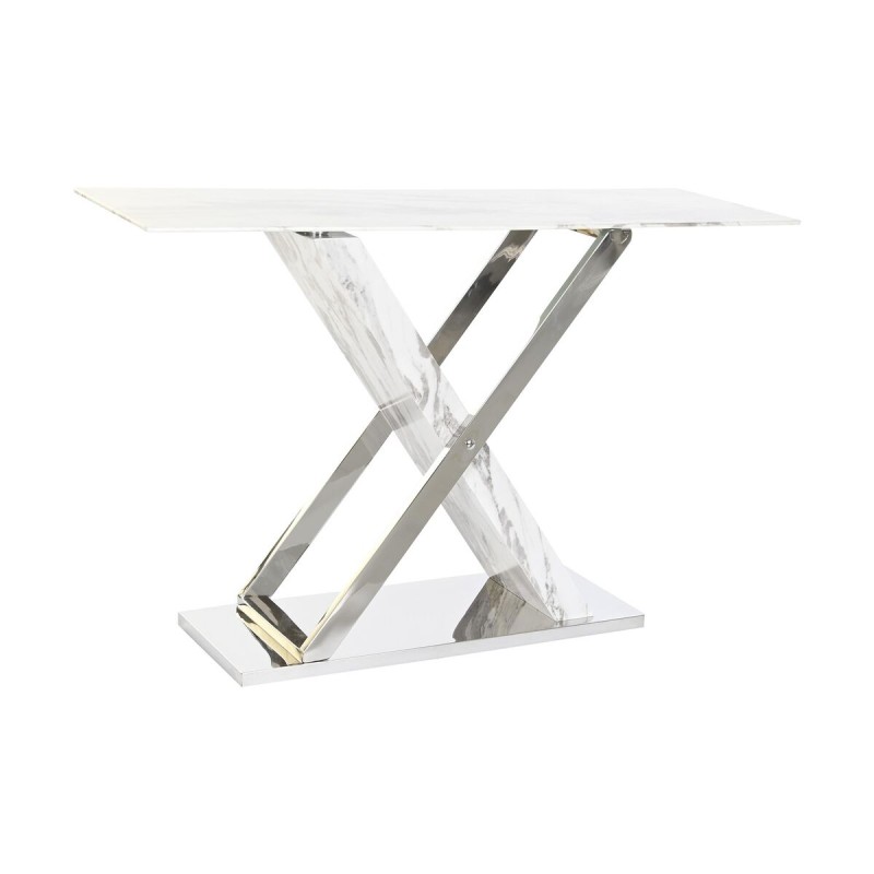 Console DKD Home Decor Blanc Gris Argenté Verre Acier 120 x 40 x 75 cm