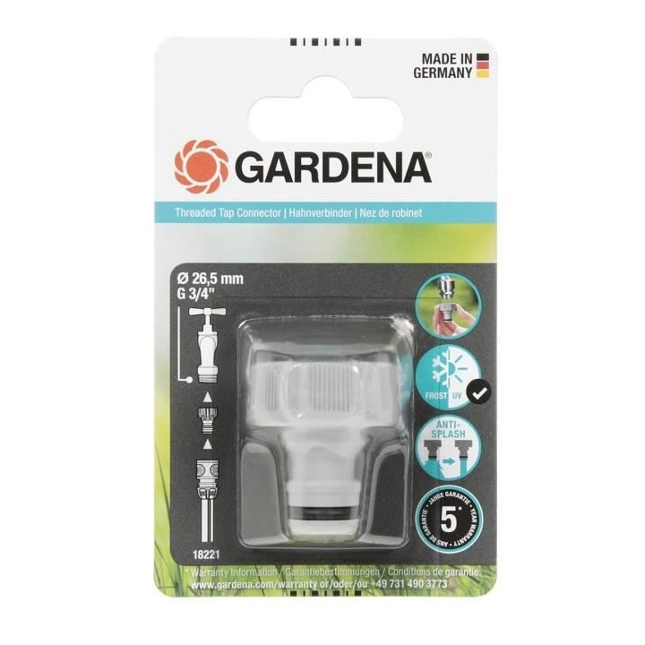 GARDENA Nez de robinet 26,5mm – Adaptateur pour raccordement d'un tu