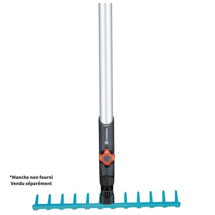 GARDENA Râteau de jardin 41cm Combisystem - Acier robuste - 16 dents