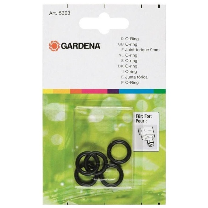 GARDENA Joints toriques 9mm – Kit de 5 unités – Adaptés a tous l