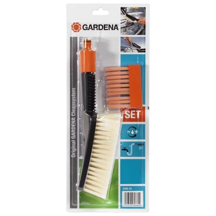 GARDENA Kit balai de lavage Cleansystem – Brosse avec brins souples
