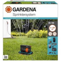 GARDENA Kit arroseur oscillant escamotable OS140 – Surface 140m² – Portée 15m max – Arrosage rectangulaire – Kit compl