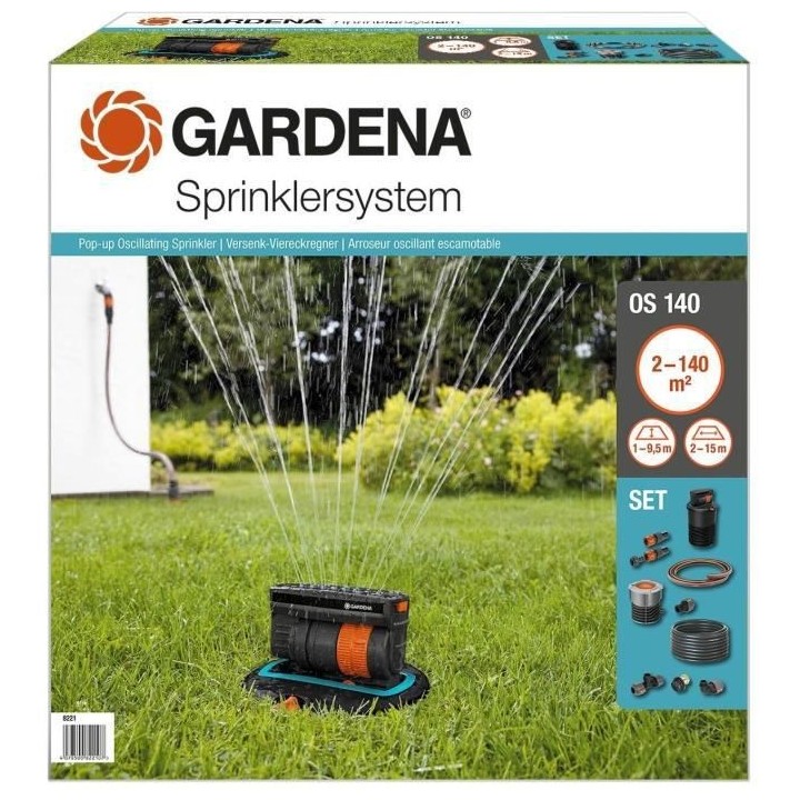 GARDENA Kit arroseur oscillant escamotable OS140 – Surface 140m²