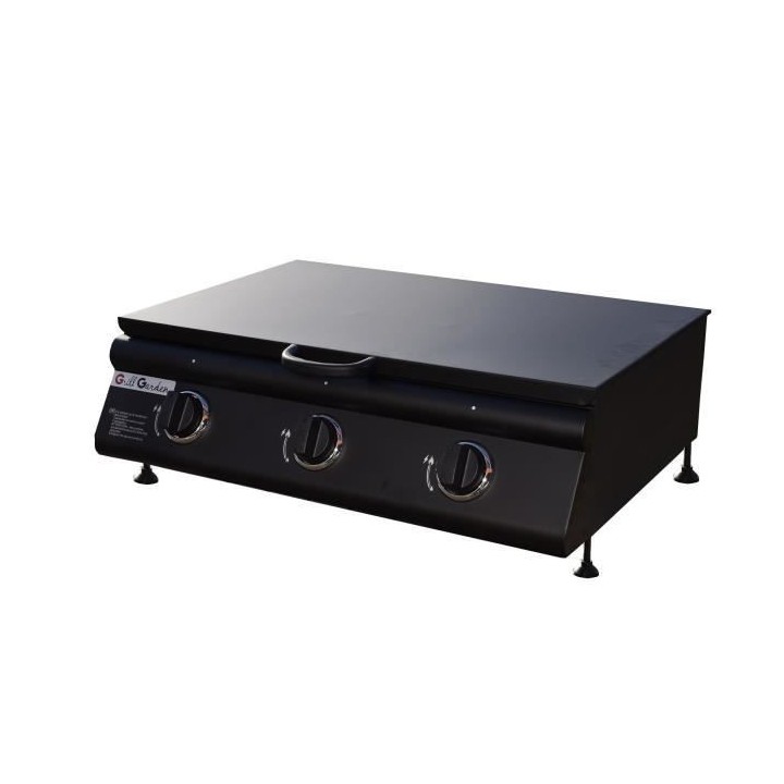 CASTELLA Plancha gaz 3 feux avec couvercle fourni - Noir mat