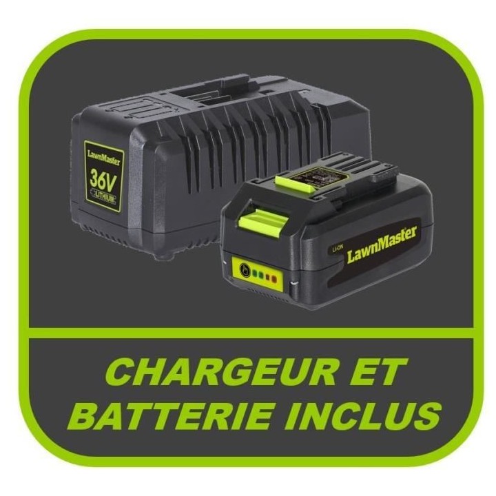 LAWNMASTER Tronçonneuse sans fil - 30 CM - 36V - Avec batterie et cha