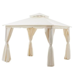 Gazebo - 3 x 3 m - Avec Rideaux - Structure Aluminium & Toile Polyeste