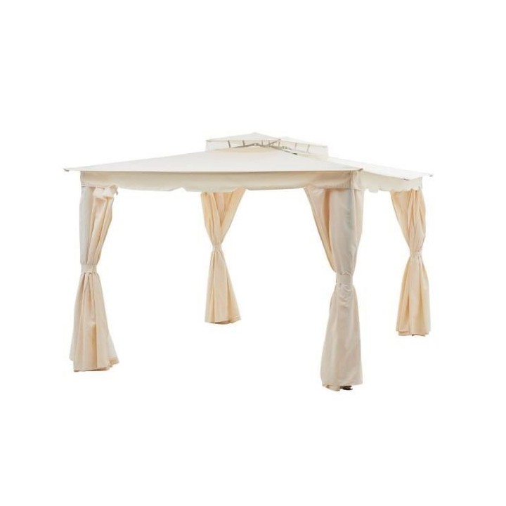 Gazebo - 3 x 4 m - Avec Rideaux - Structure Aluminium & Toile Polyeste