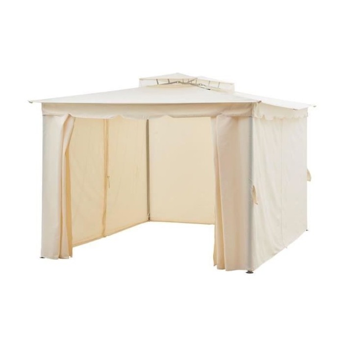 Gazebo - 3 x 4 m - Avec Rideaux - Structure Aluminium & Toile Polyeste