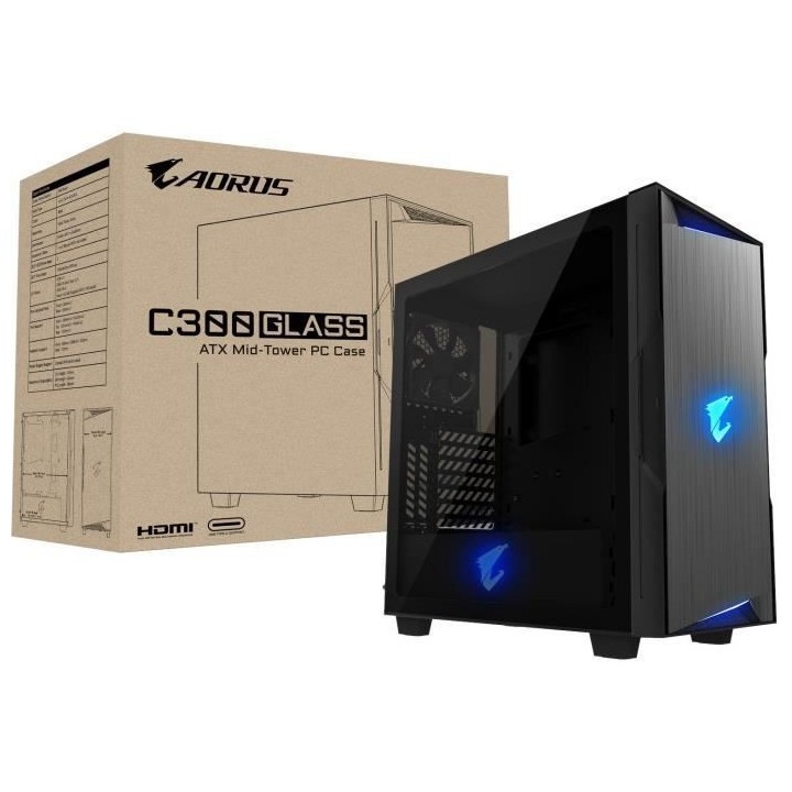 GIGABYTE BOITIER PC AORUS GP-AC300G - Noir - Verre trempé - Format AT