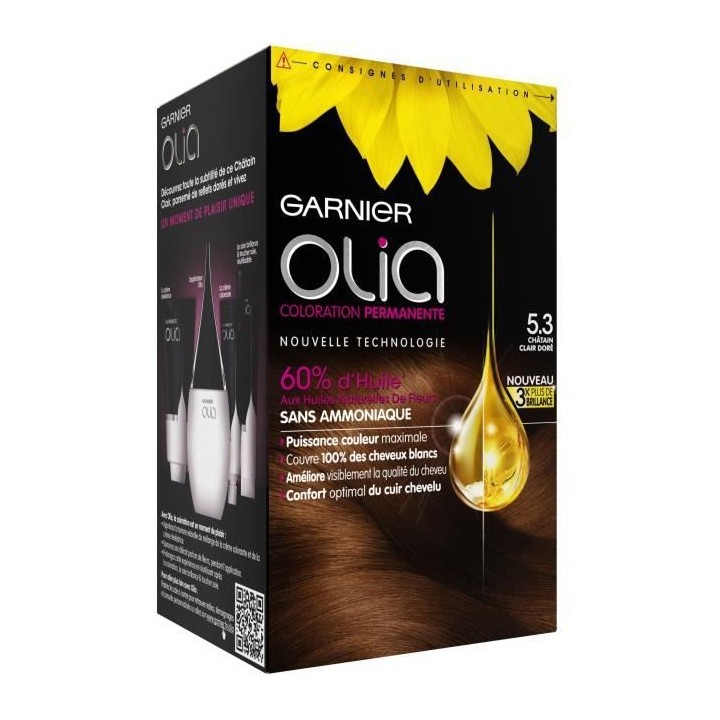 Coloration Permanente Olia GARNIER - Sans ammoniaque - 5.3 Châtain Cl