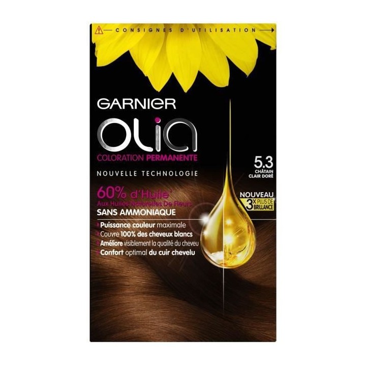 Coloration Permanente Olia GARNIER - Sans ammoniaque - 5.3 Châtain Cl