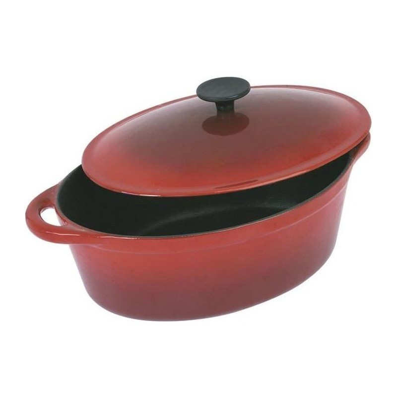 CREALYS GRAND CHEF Cocotte ovale en fonte d'acier émaillée - L 28 cm - 4 L - Rouge - Tous feux dont induction