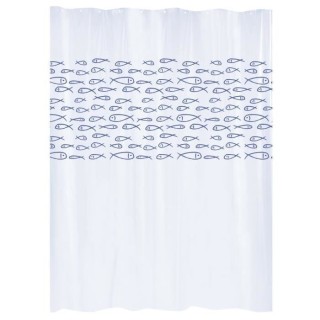 GELCO DESIGN Rideau de douche - 180x200 cm - Motif poisson - Majorelle