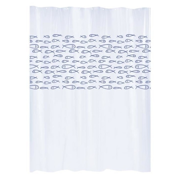 GELCO DESIGN Rideau de douche - 180x200 cm - Motif poisson - Majorelle
