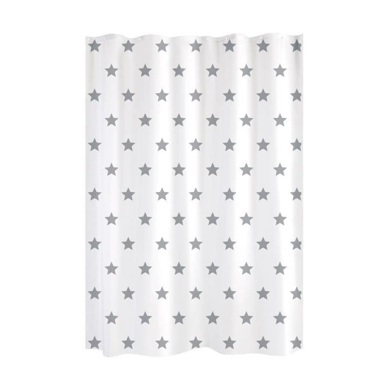 GELCO DESIGN Rideau de douche - 180x200 cm - Motif étoile - Blanc et gris