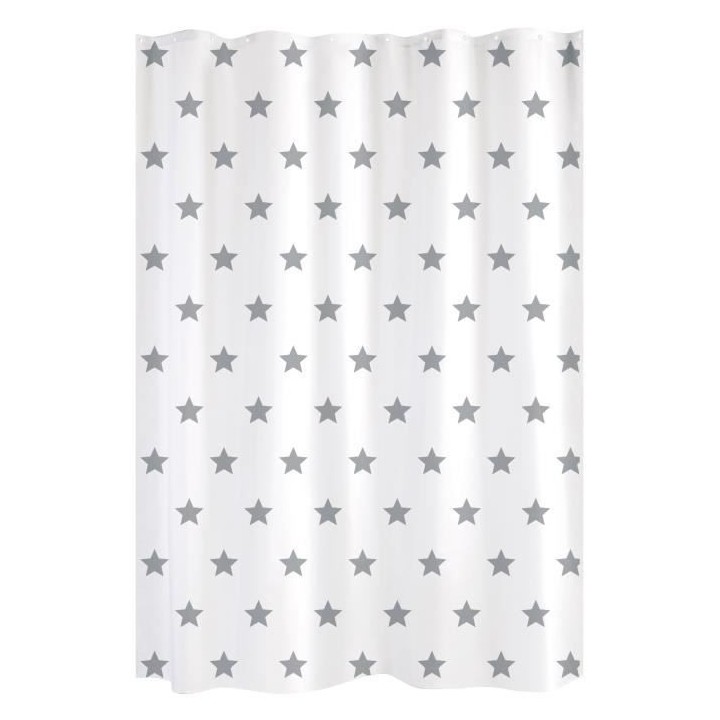 GELCO DESIGN Rideau de douche - 180x200 cm - Motif étoile - Blanc et