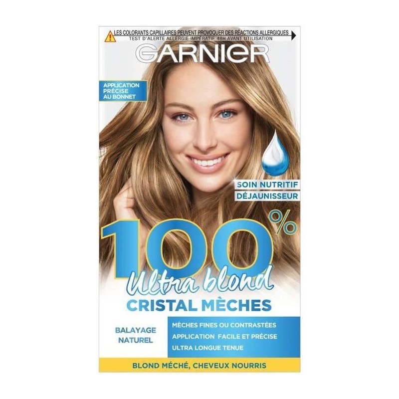 Coloration cristal meches GARNIER 100% Ultra Blond Creme Eclaircissante