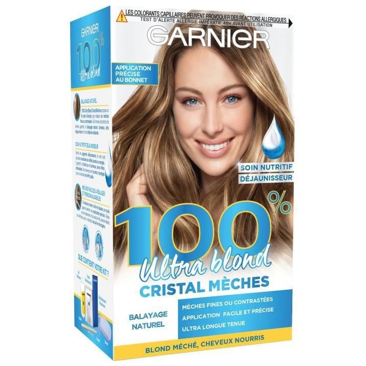 Coloration cristal meches GARNIER 100% Ultra Blond Creme Eclaircissant