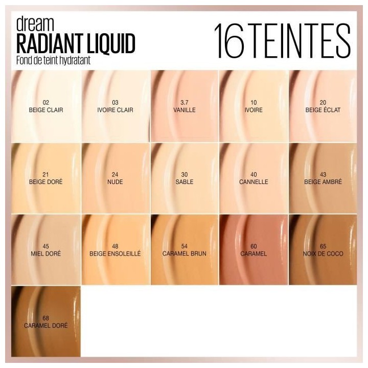 Fond de Teint MAYBELLINE Dream Satin Liquid SPF13 - 45 Miel 30 ml
