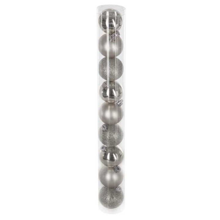 Kit de 9 boules de Noël - 60 mm - Argent