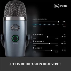 Microphone USB - Blue Yeti - Nano Premium pour Enregistrement, Streaming, Gaming, Podcast sur PC ou Mac - Gris