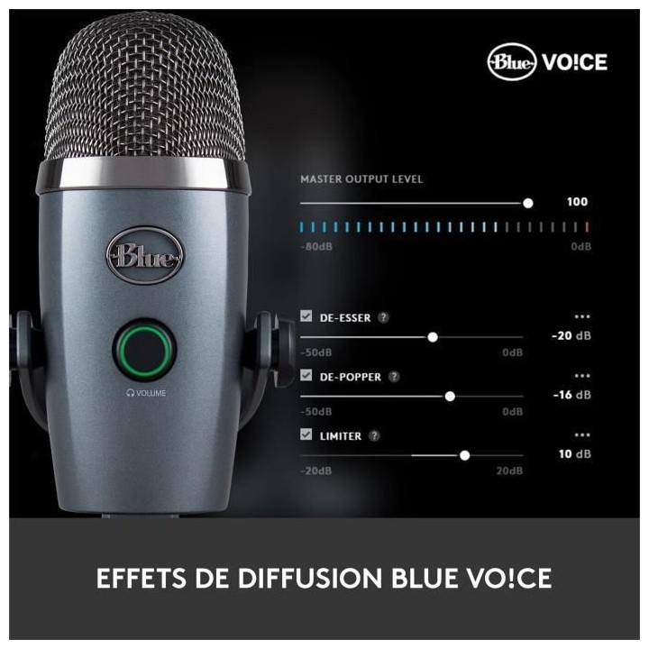 Microphone USB - Blue Yeti - Nano Premium pour Enregistrement, Streami