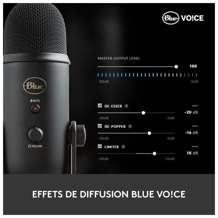 Ensemble Diffusion Pro - Blue Yeticaster - Avec Micro USB Yeti, Radius
