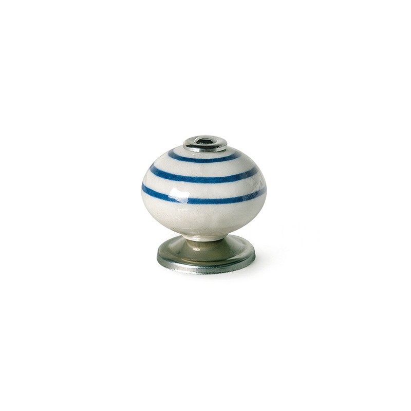 Pommeau Rei e501 Rond Porcelaine Bleu Métal 4 Unités (Ø 40 x 36 mm)