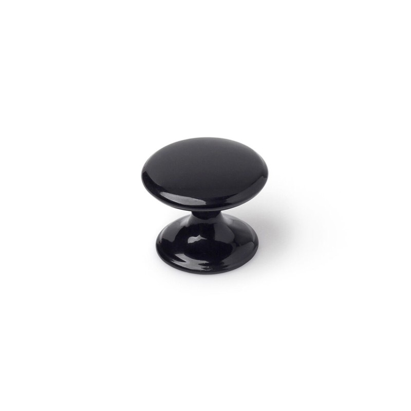 Pommeau Rei 756 Rond Noir Métal 4 Unités (Ø 33 x 27 mm)