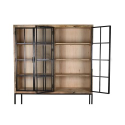 Étagère DKD Home Decor Noir Naturel Métal Bois de manguier 170 x 45 x 200 cm (1)