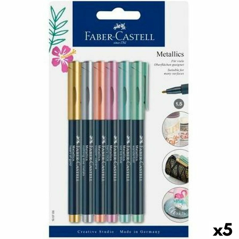 Ensemble de Marqueurs Faber-Castell Creative Studio Métallisé 5 Unités