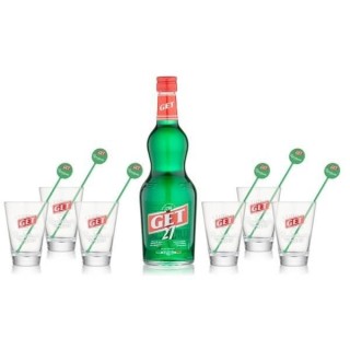 Liqueur Get 27 + 6 verres et 6 touilleurs - Liqueur de menthe - France