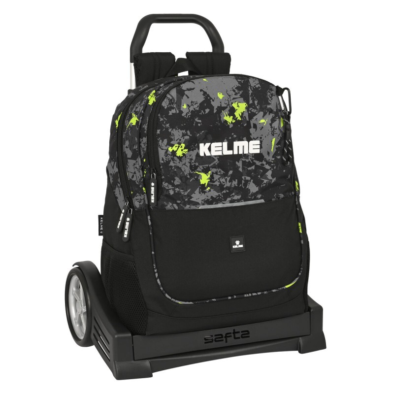 Cartable à roulettes Kelme Jungle Noir Gris Citron (32 x 44 x 16 cm)