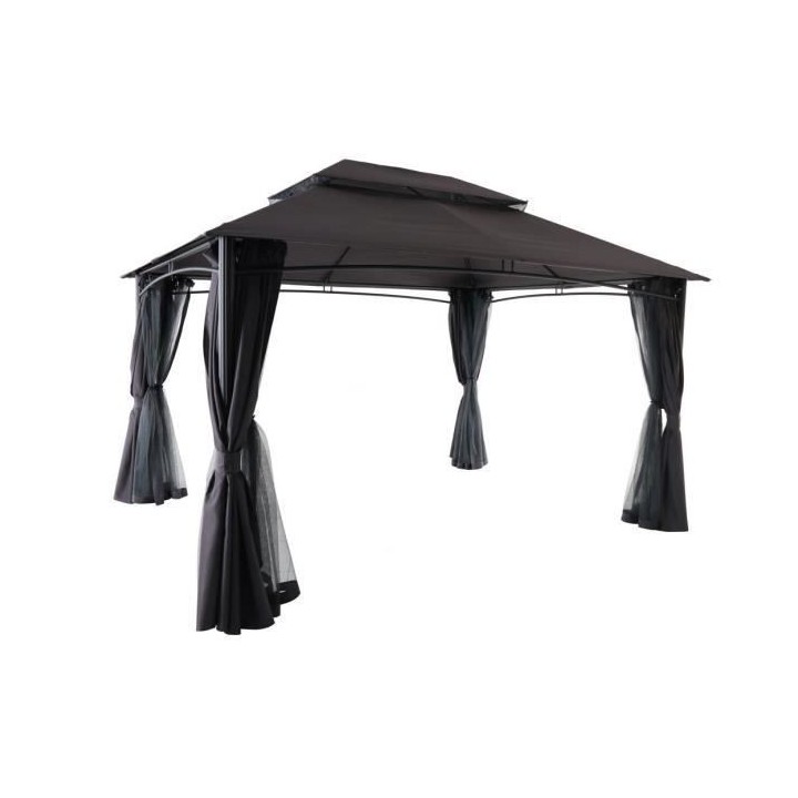 Tonnelle de jardin 3x4xH.2,85m- Structure Acier & Aluminium & toile Po
