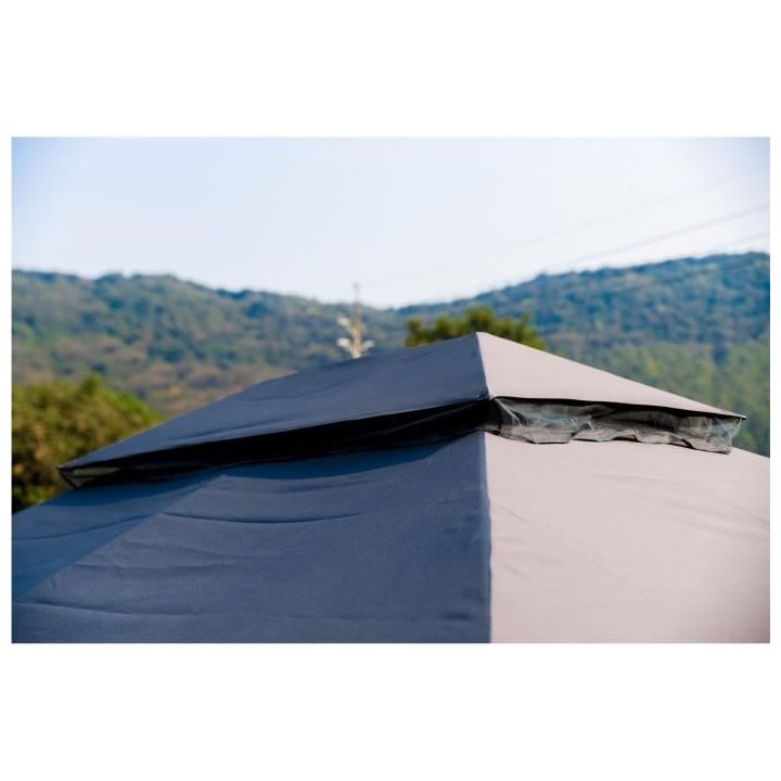 Tonnelle de jardin 3x4xH.2,85m- Structure Acier & Aluminium & toile Po