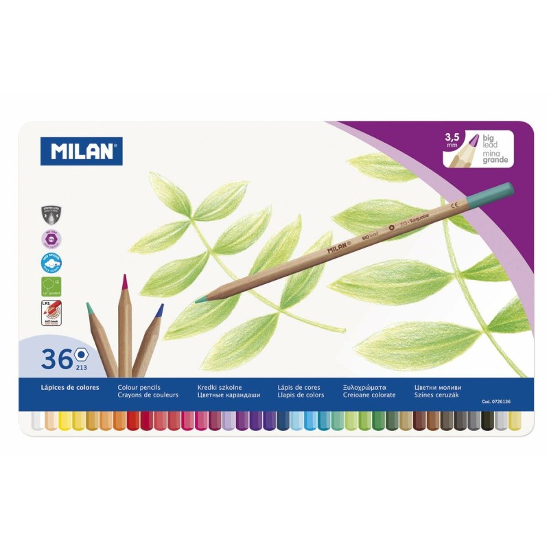 Crayons de couleur Milan Multicouleur 36 Pièces