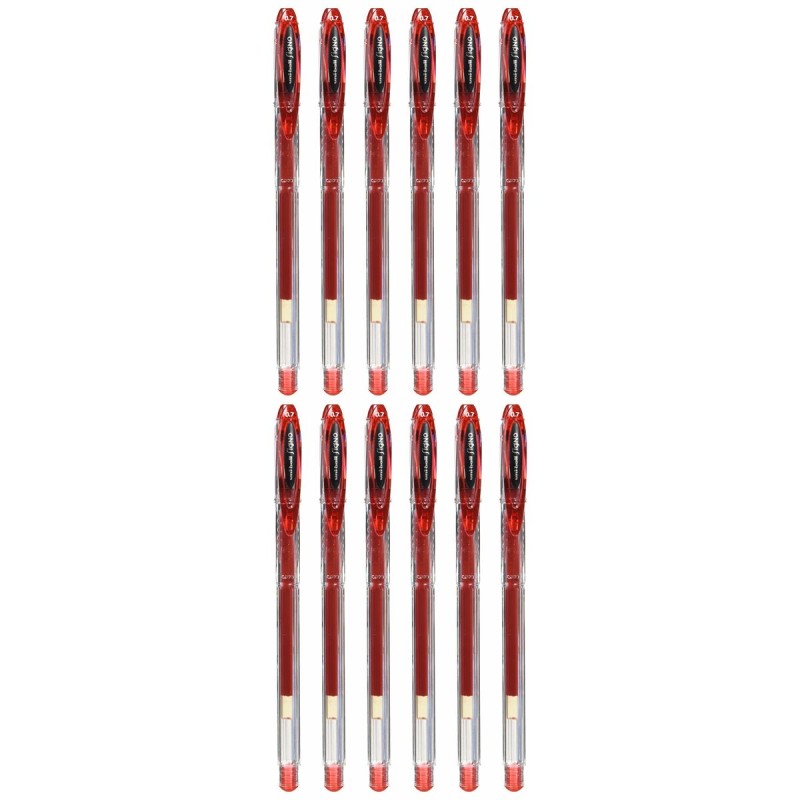 Biros à encre liquide Uni-Ball Rollerball Signo Basicos UM-120 Rouge 12 Unités