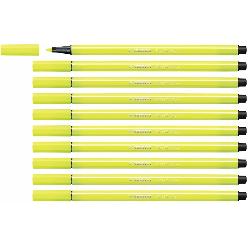 Feutres Stabilo Pen 68 Fluorescent Jaune 10 Unités