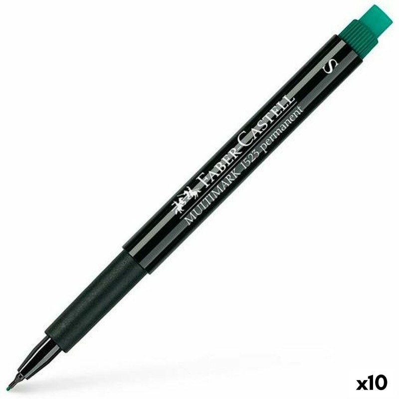 Marqueur permanent Faber-Castell Multimark 1523 S Vert (10 Unités)