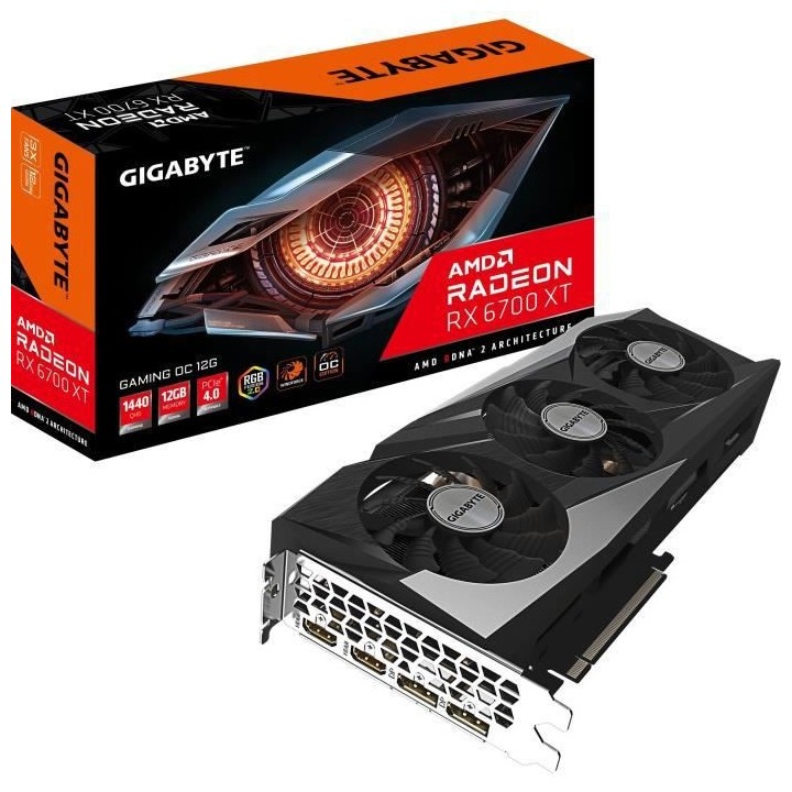Carte Graphique - GIGABYTE - AMD Radeon RX 6700 XT GAMING OC 12G - GV-