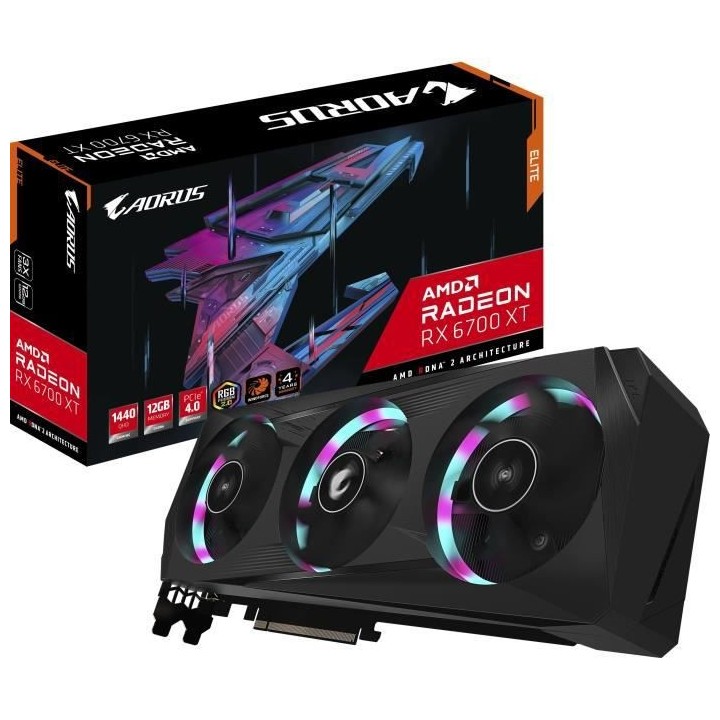 GIGABYTE AORUS Radeon RX 6700 XT ELITE 12 Go (GV-R67XTAORUS E-12GD)
