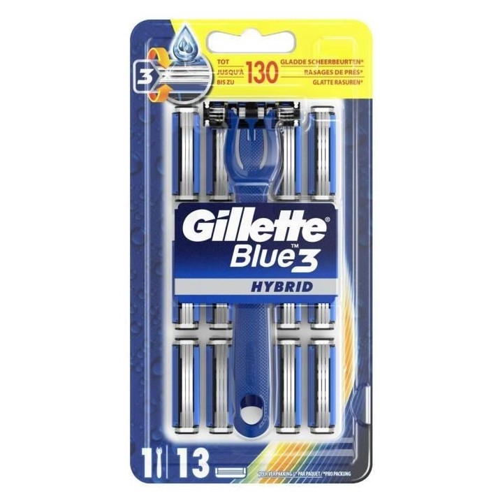 Gillette Blue3 Hybrid Manche De Rasoir + 13 Lames