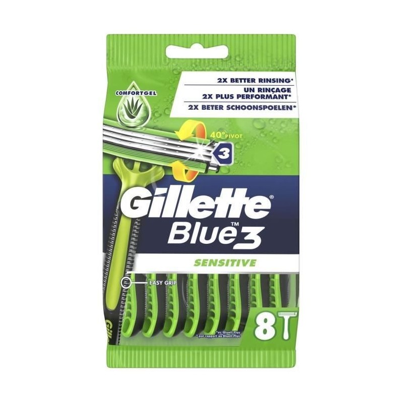 Gillette Blue 3 Sensible Rasoirs Jetables x8